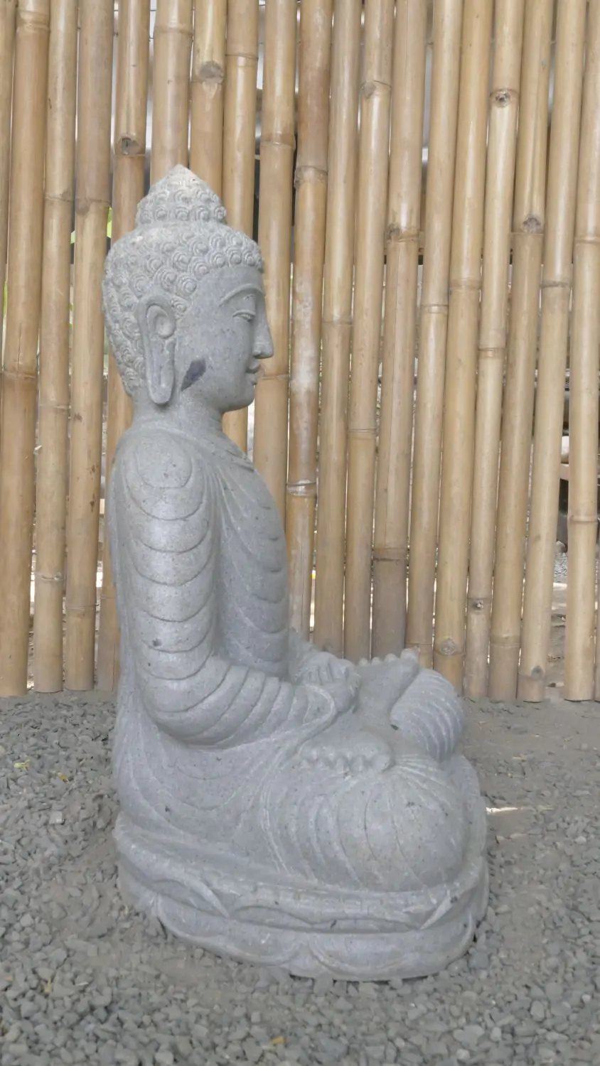  Product image 4 of the product “Seated Buddha made of Riverstone in Dhyana position - gesture of meditation, 62cm height, natural ”